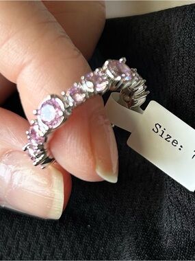 Park Lane Pink Stone Silver-Tone Eternity Ring
